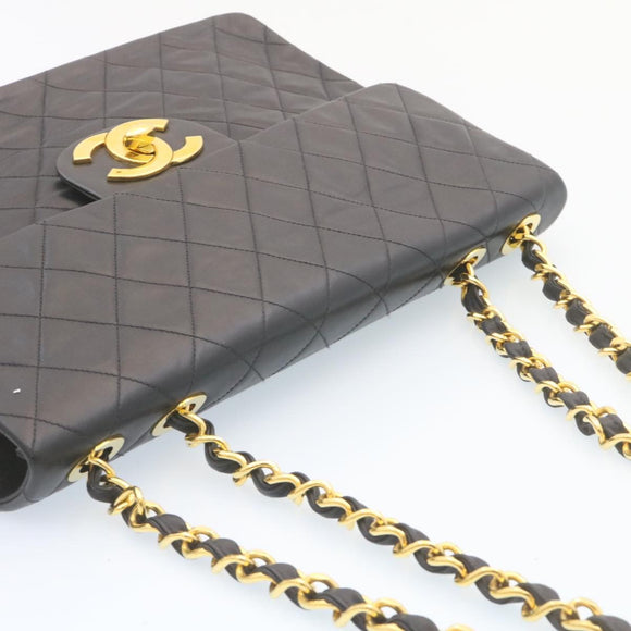 CHANEL Deca Matelasse Turn Lock Chain Shoulder Bag Lamb Skin Black CC ar5950AV