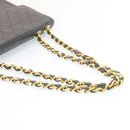 CHANEL Big Matelasse34 Turn Lock Chain Bag Lamb Skin Black Gold CC Auth ar5950SAV-7