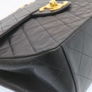 CHANEL Big Matelasse34 Turn Lock Chain Bag Lamb Skin Black Gold CC Auth ar5950SAV-9