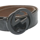 GUCCI GG Canvas Interlocking Belt PVC Leather Black Auth ar6259-4