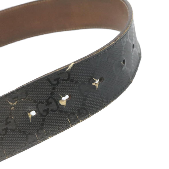 GUCCI GG Canvas Interlocking Belt PVC Leather Black Auth ar6259