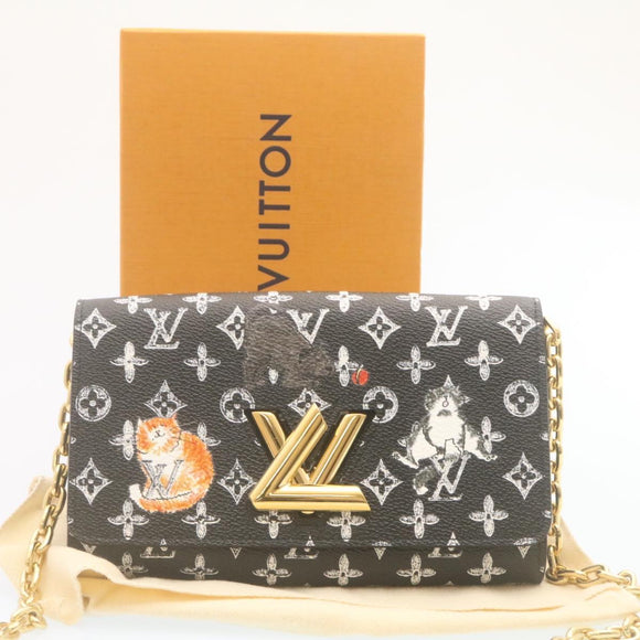 LOUIS VUITTON Monogram Cat Portefeuille Twist Chain Wallet M63888 Auth ar6463SM