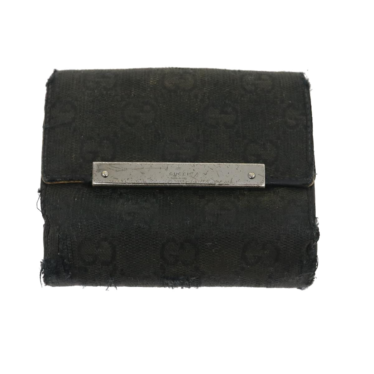 GUCCI GG Canvas Wallet Leather 7Set Beige Black Auth ar6790 - 0