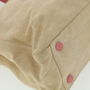 PRADA Hand Bag Canvas Leather Beige Auth ar7365-15