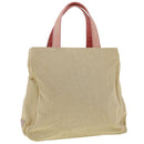 PRADA Hand Bag Canvas Leather Beige Auth ar7365-1
