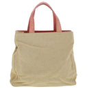 PRADA Hand Bag Canvas Leather Beige Auth ar7365-2