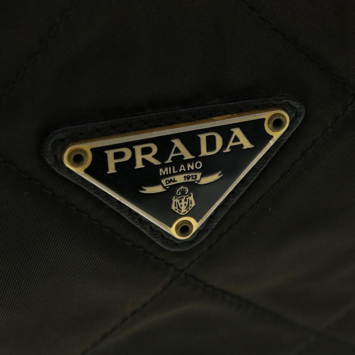 PRADA Quilted Chain Shoulder Bag Nylon Brown Auth ar7474