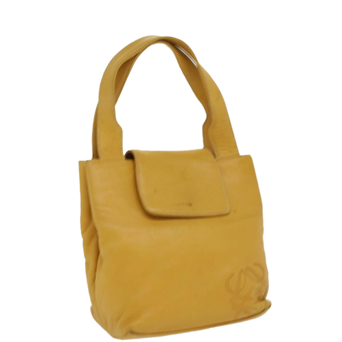 LOEWE Hand Bag Leather Yellow Auth ar8303