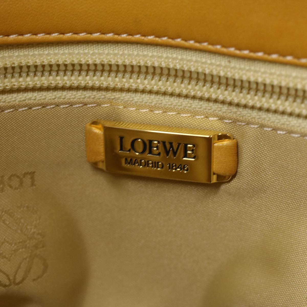 LOEWE Hand Bag Leather Yellow Auth ar8303