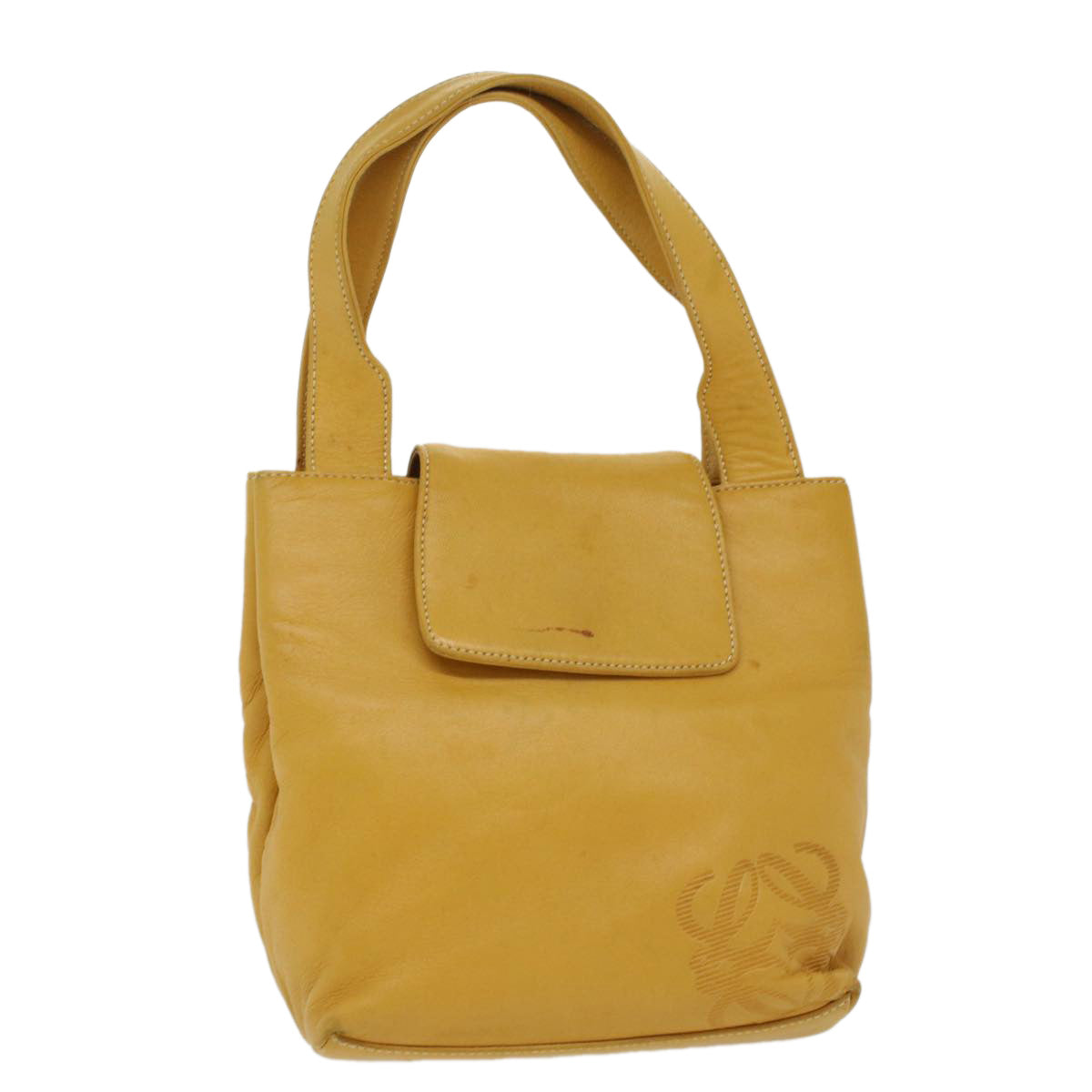 LOEWE Hand Bag Leather Yellow Auth ar8303 - 0