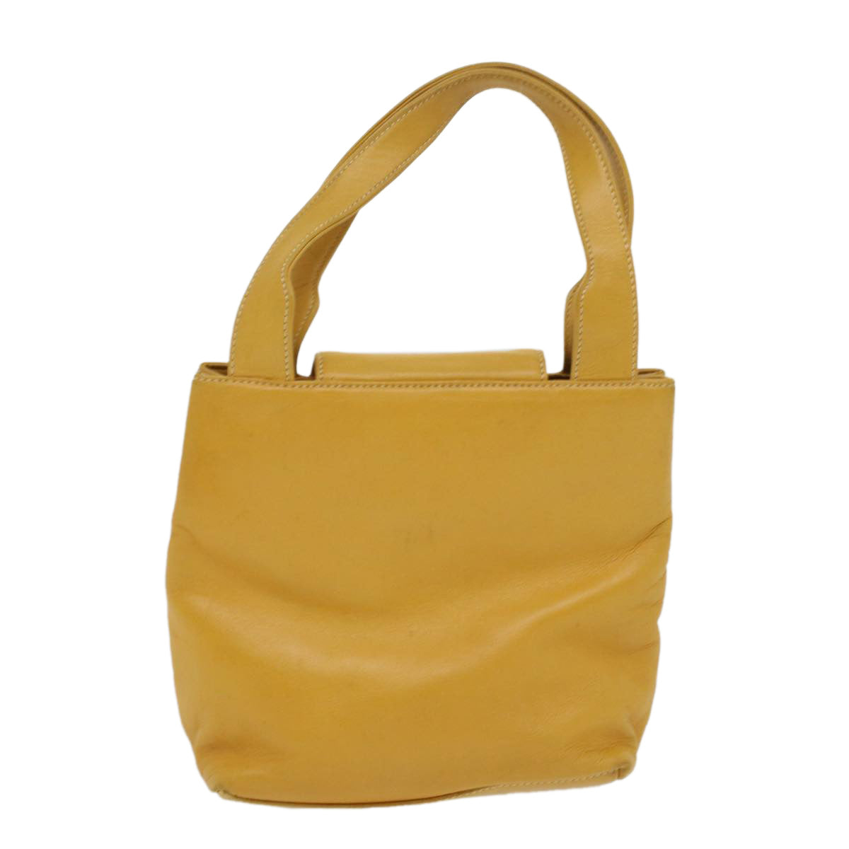 LOEWE Hand Bag Leather Yellow Auth ar8303