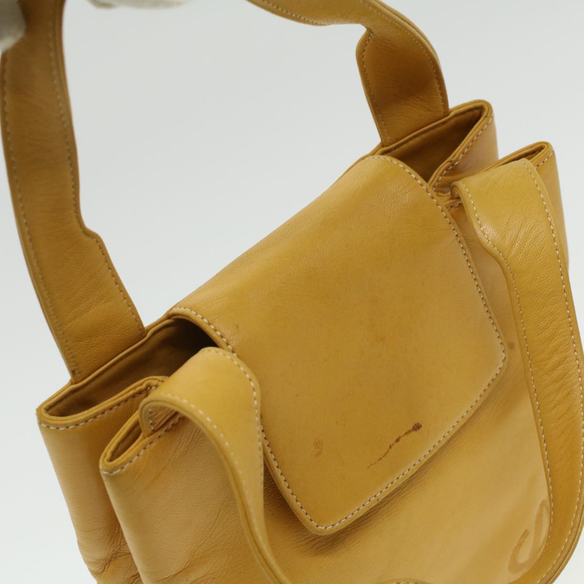 LOEWE Hand Bag Leather Yellow Auth ar8303