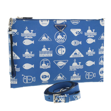 PRADA Shoulder Bag Safiano Leather Light Blue Auth ar8307V