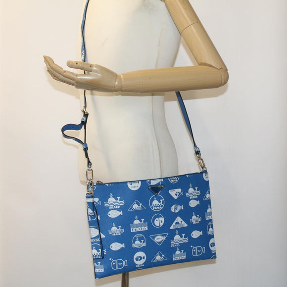 PRADA Shoulder Bag Safiano Leather Light Blue Auth ar8307V