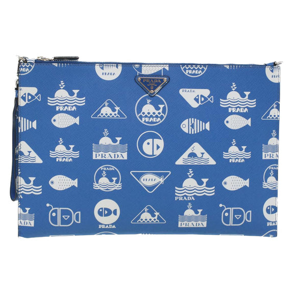 PRADA Shoulder Bag Safiano Leather Light Blue Auth ar8307V