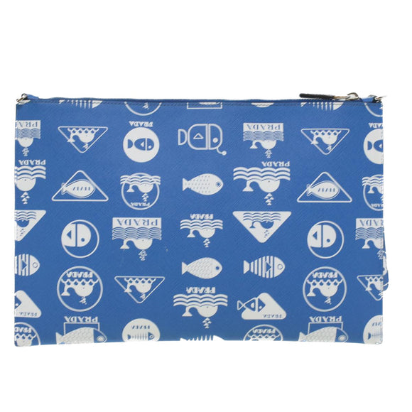 PRADA Shoulder Bag Safiano Leather Light Blue Auth ar8307V