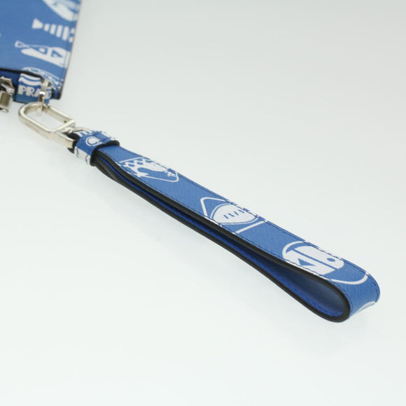 PRADA Shoulder Bag Safiano Leather Light Blue Auth ar8307V