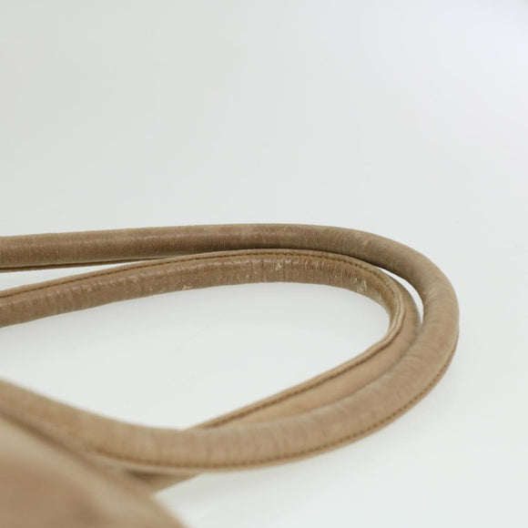 PRADA Tote Bag Lamb Skin Beige Auth ar8449