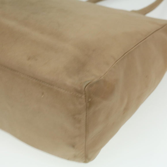 PRADA Tote Bag Lamb Skin Beige Auth ar8449