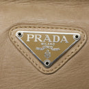 PRADA Tote Bag Lamb Skin Beige Auth ar8449-18