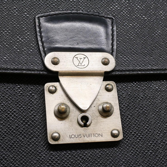 LOUIS VUITTON Taiga Serviette Moscova Briefcase Ardoise Black M54412 Auth ar8569