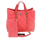 CHANEL Chain Hand Bag Pile 2way Pink CC Auth ar9158SAV-1