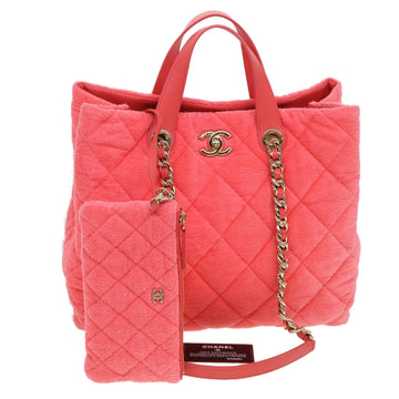 CHANEL Chain Hand Bag Pile 2way Pink CC Auth ar9158SAV