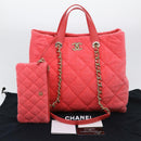 CHANEL Chain Hand Bag Pile 2way Pink CC Auth ar9158SAV-12