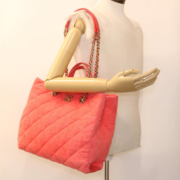 CHANEL Chain Hand Bag Pile 2way Pink CC Auth ar9158SAV