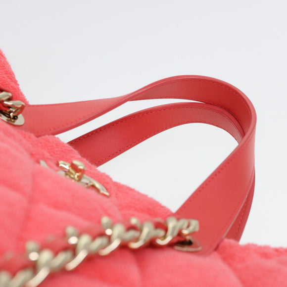 CHANEL Chain Hand Bag Pile 2way Pink CC Auth ar9158SAV