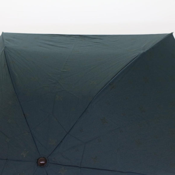 CELINE Macadam Canvas Folding Umbrella Nylon Green Brown Auth ar9574