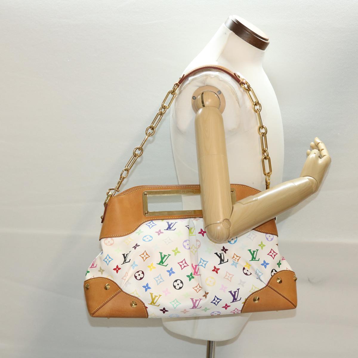 LOUIS VUITTON Monogram Multicolor Judy GM Shoulder Bag White M40253 Auth ar9578A