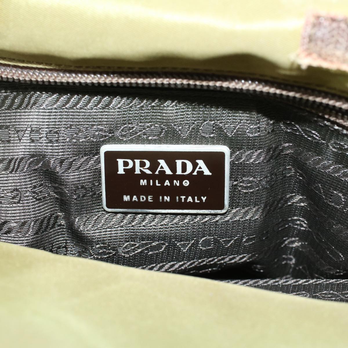 PRADA Hand Bag Nylon Khaki Auth ar9806B