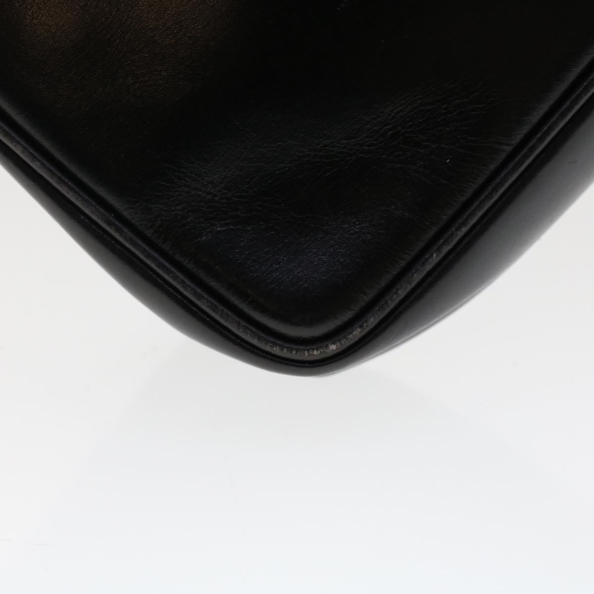 CELINE Shoulder Bag Leather Black Auth ar9833