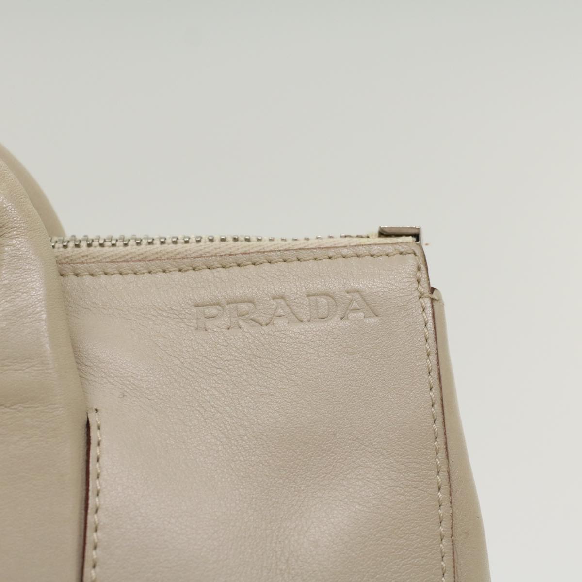 PRADA Shoulder Bag Leather Beige Auth ar9943