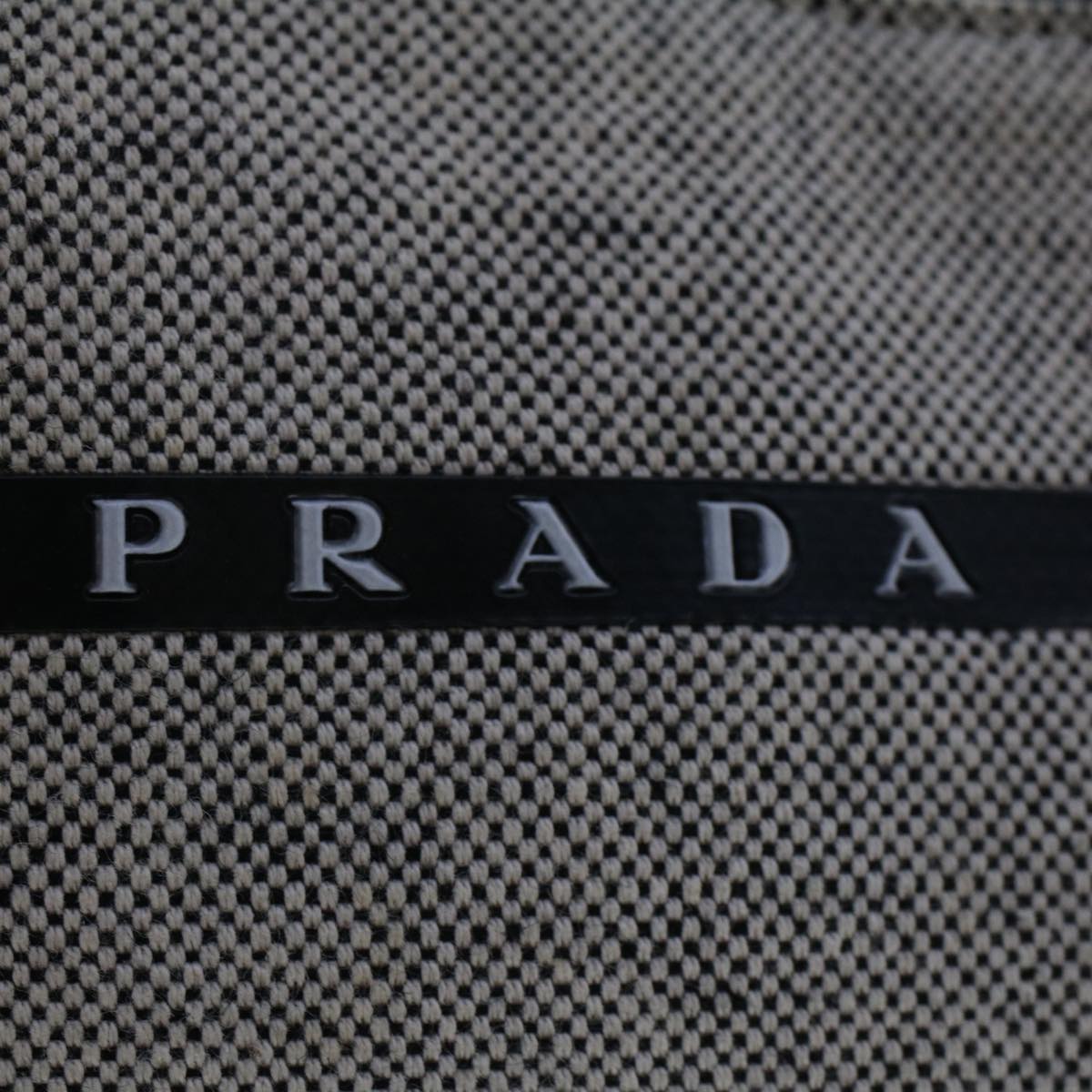 PRADA Sports Hand Bag Canvas Beige Black Auth ar9973