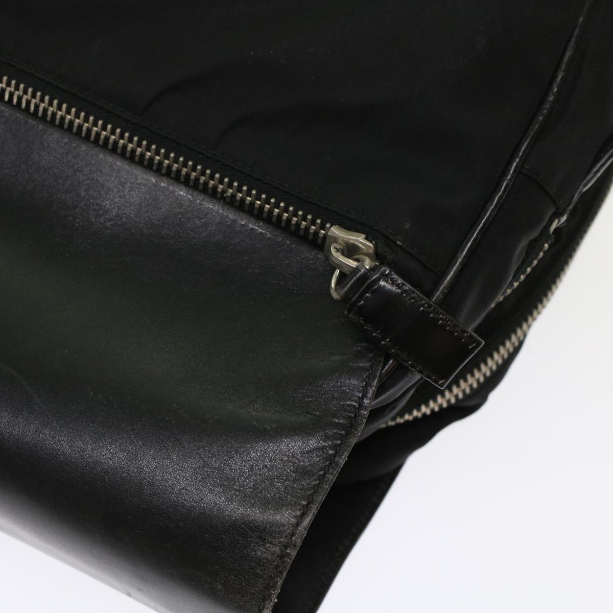 PRADA Hand Bag Nylon Leather Black Auth ar9983