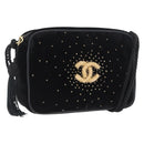 CHANEL Shoulder Bag Velor Black Gold CC Auth ARZ008SAV-1