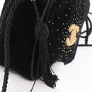 CHANEL Shoulder Bag Velor Black Gold CC Auth ARZ008SAV-9
