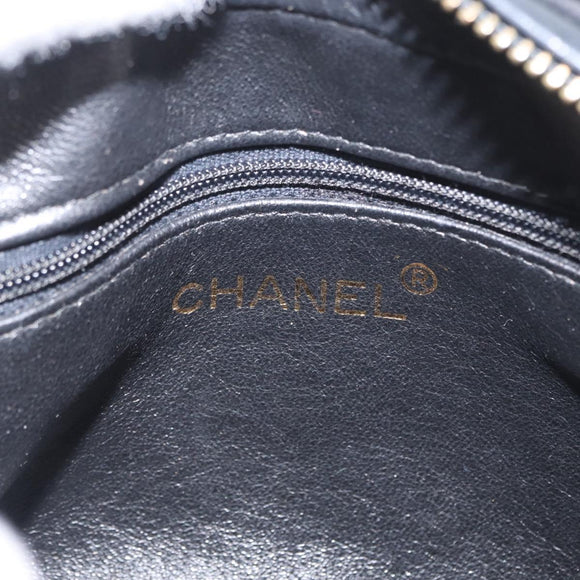 CHANEL Shoulder Bag Velor Black Gold CC Auth ARZ008SAV