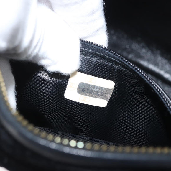 CHANEL Shoulder Bag Velor Black Gold CC Auth ARZ008SAV