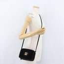 CHANEL Shoulder Bag Velor Black Gold CC Auth ARZ008SAV-24