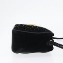 CHANEL Shoulder Bag Velor Black Gold CC Auth ARZ008SAV-3