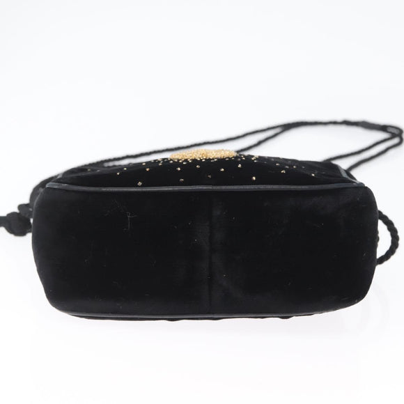 CHANEL Shoulder Bag Velor Black Gold CC Auth ARZ008SAV