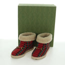 GUCCI Horsebit boots Mouton Red Gold Auth ARZ016M-12
