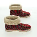 GUCCI Horsebit boots Mouton Red Gold Auth ARZ016M-4