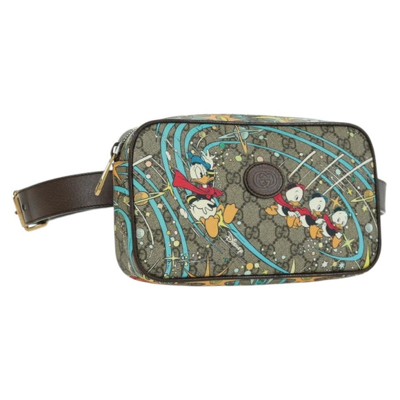 GUCCI GG Canvas Disney Waist bag PVC Beige Gold 602695 Auth ARZ017SAM