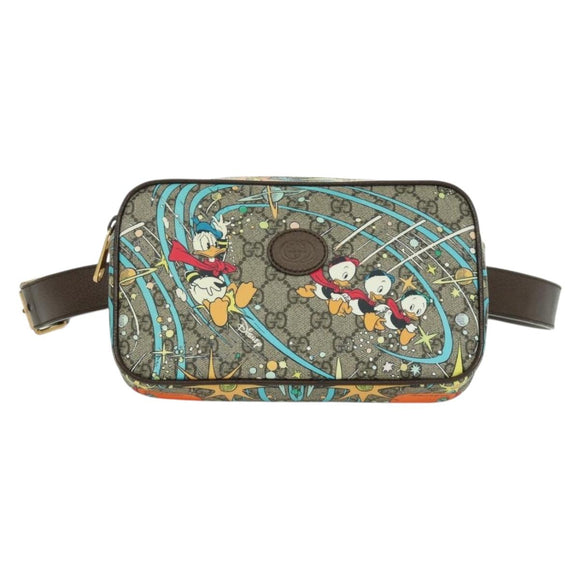 GUCCI GG Canvas Disney Waist bag PVC Beige Gold 602695 Auth ARZ017SAM