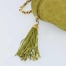 CHANEL Chain Matelasse Umhängetasche Wildleder Grün Gold CC Auth ARZ019A-17
