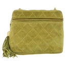 CHANEL Chain Matelasse Umhängetasche Wildleder Grün Gold CC Auth ARZ019A-13